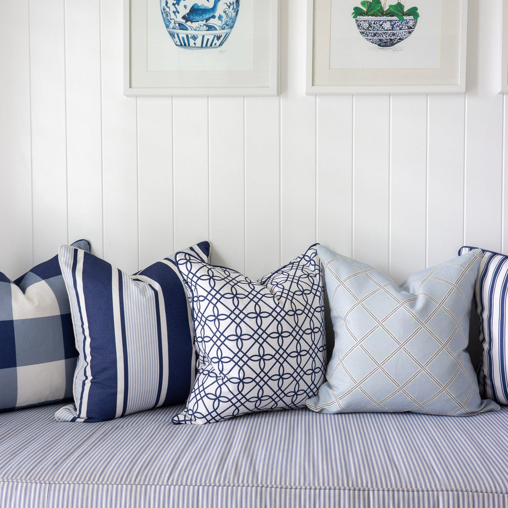 Deckchair Multi Stripe Cushion- Blues and Neutrals - Hydrangea Lane Home