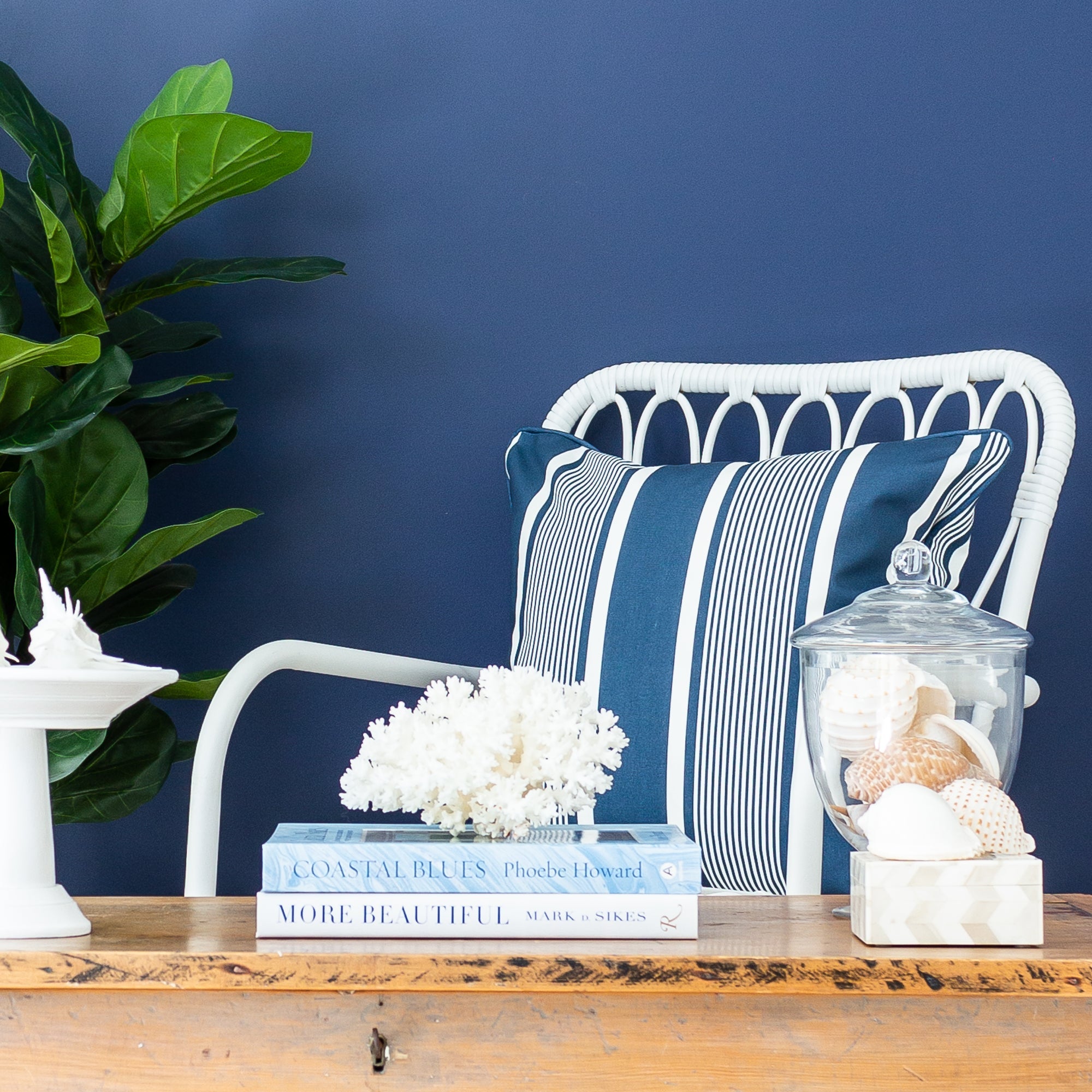 Deckchair Stripe Cushion - Blues - Hydrangea Lane Home
