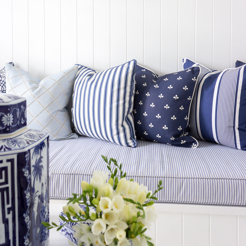 Deckchair Stripe Cushion - Blues - Hydrangea Lane Home