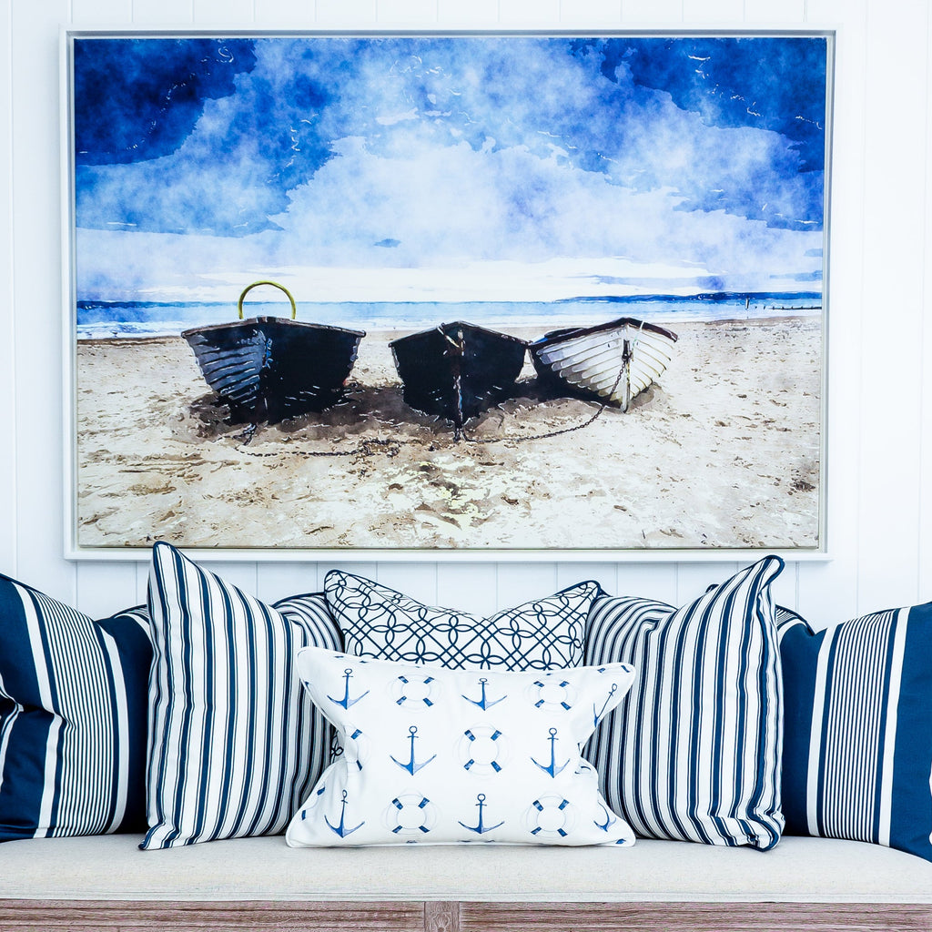 Deckchair Stripe Cushion - Blues - Hydrangea Lane Home