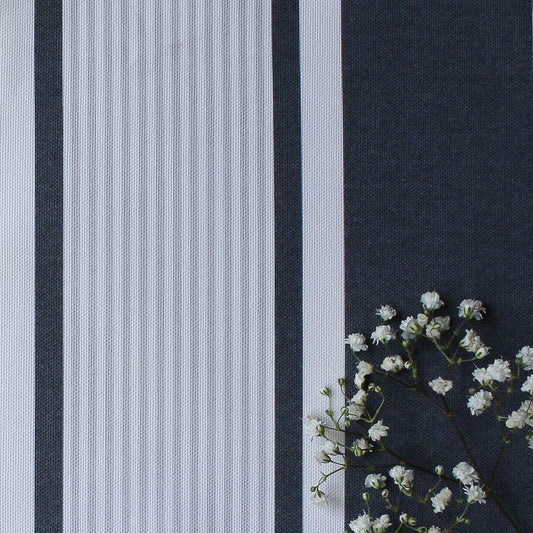 Deckchair Stripe Multi Fabric - Graphite-Dove - Hydrangea Lane Home