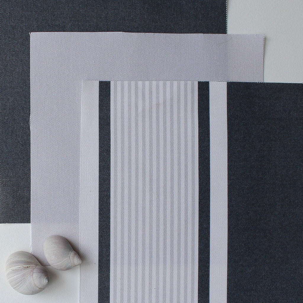 Deckchair Stripe Multi Fabric - Graphite-Dove - Hydrangea Lane Home