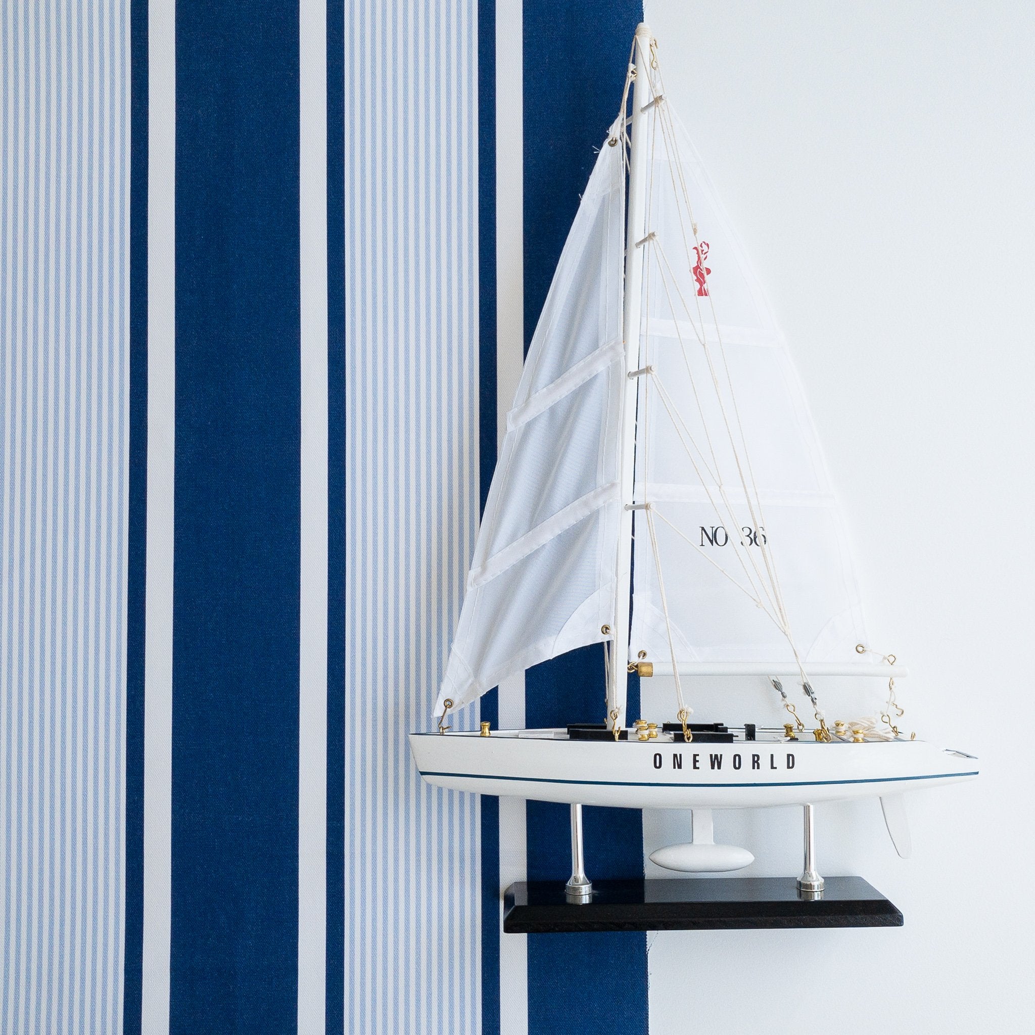 Deckchair Stripe Multi Fabric - Navy-Cornflower - Hydrangea Lane Home