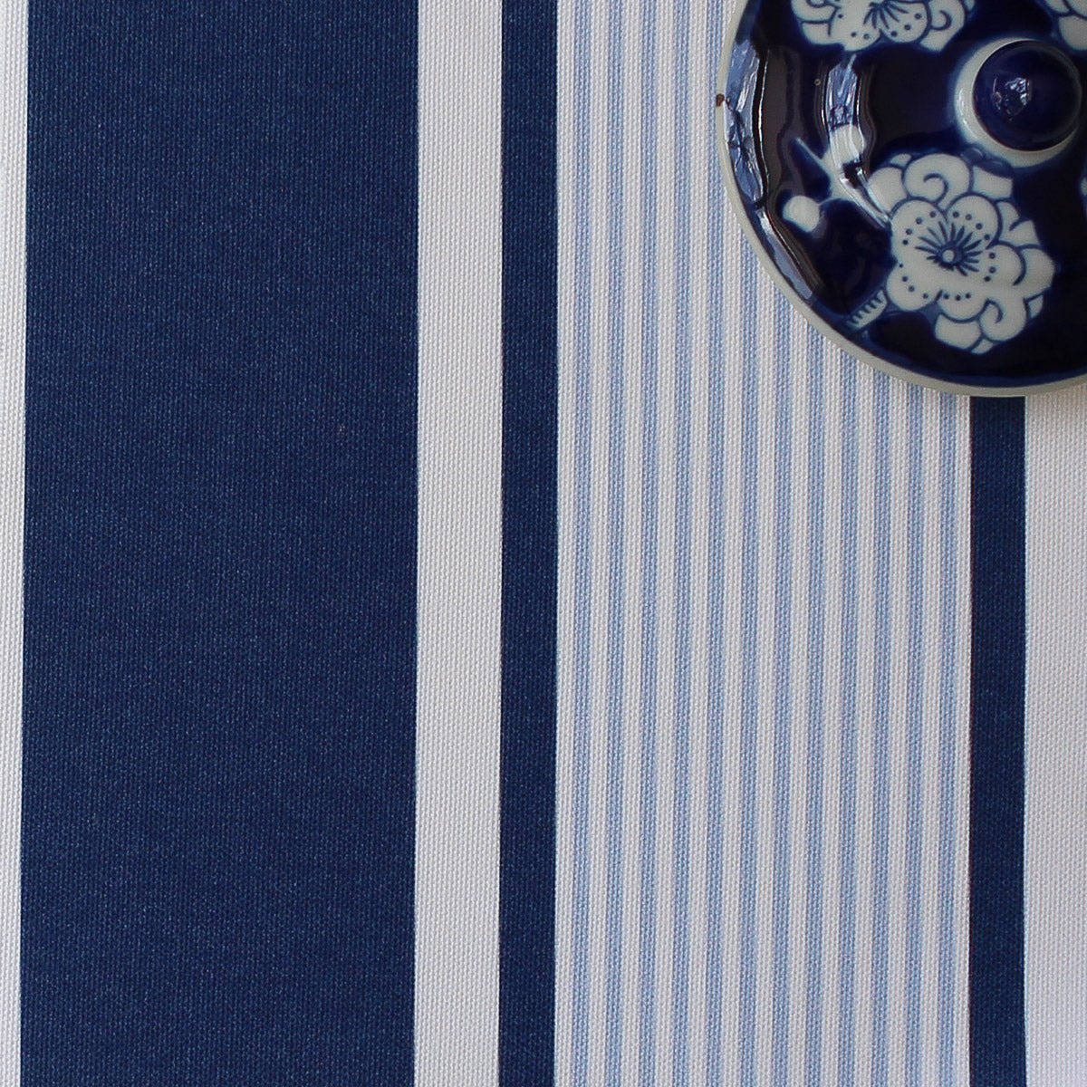 Deckchair Stripe Multi Fabric - Navy-Cornflower - Hydrangea Lane Home