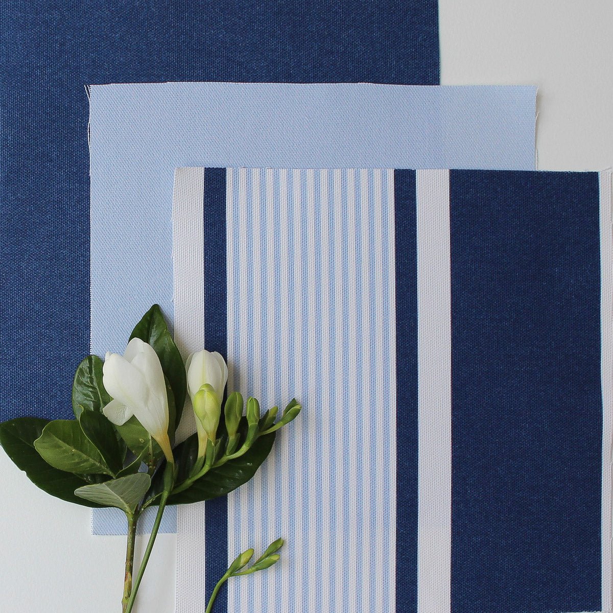 Deckchair Stripe Multi Fabric - Navy-Cornflower - Hydrangea Lane Home