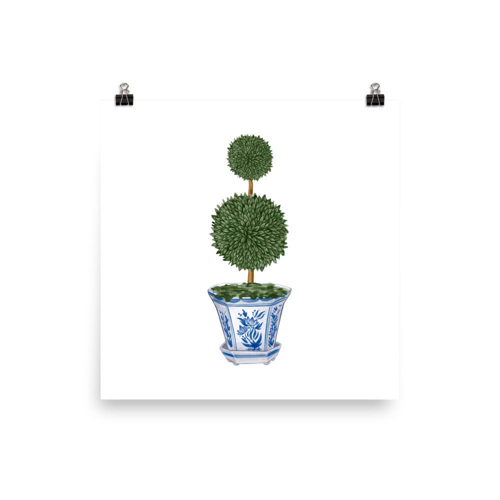 Double Topiary Tree Chinoiserie Art Print - Hydrangea Lane Home