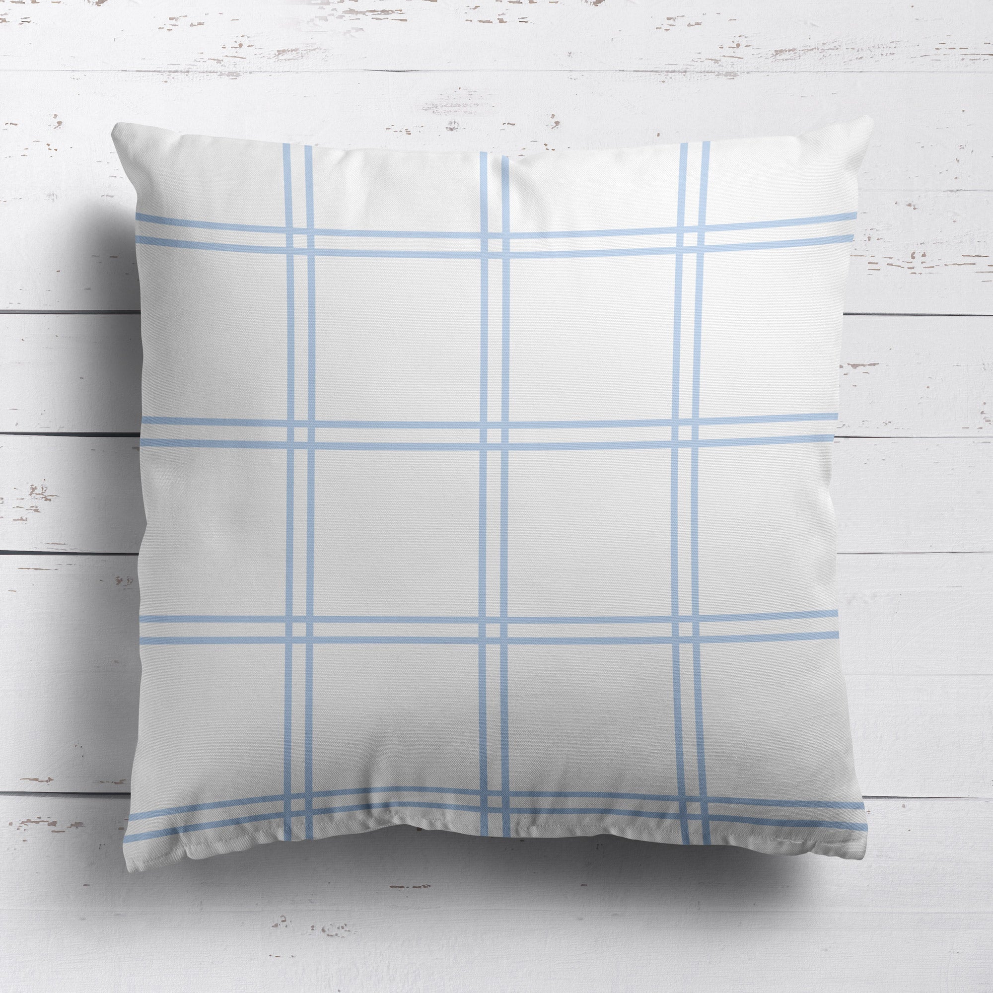 Double Window Pane Check Cushion - Blues - Hydrangea Lane Home
