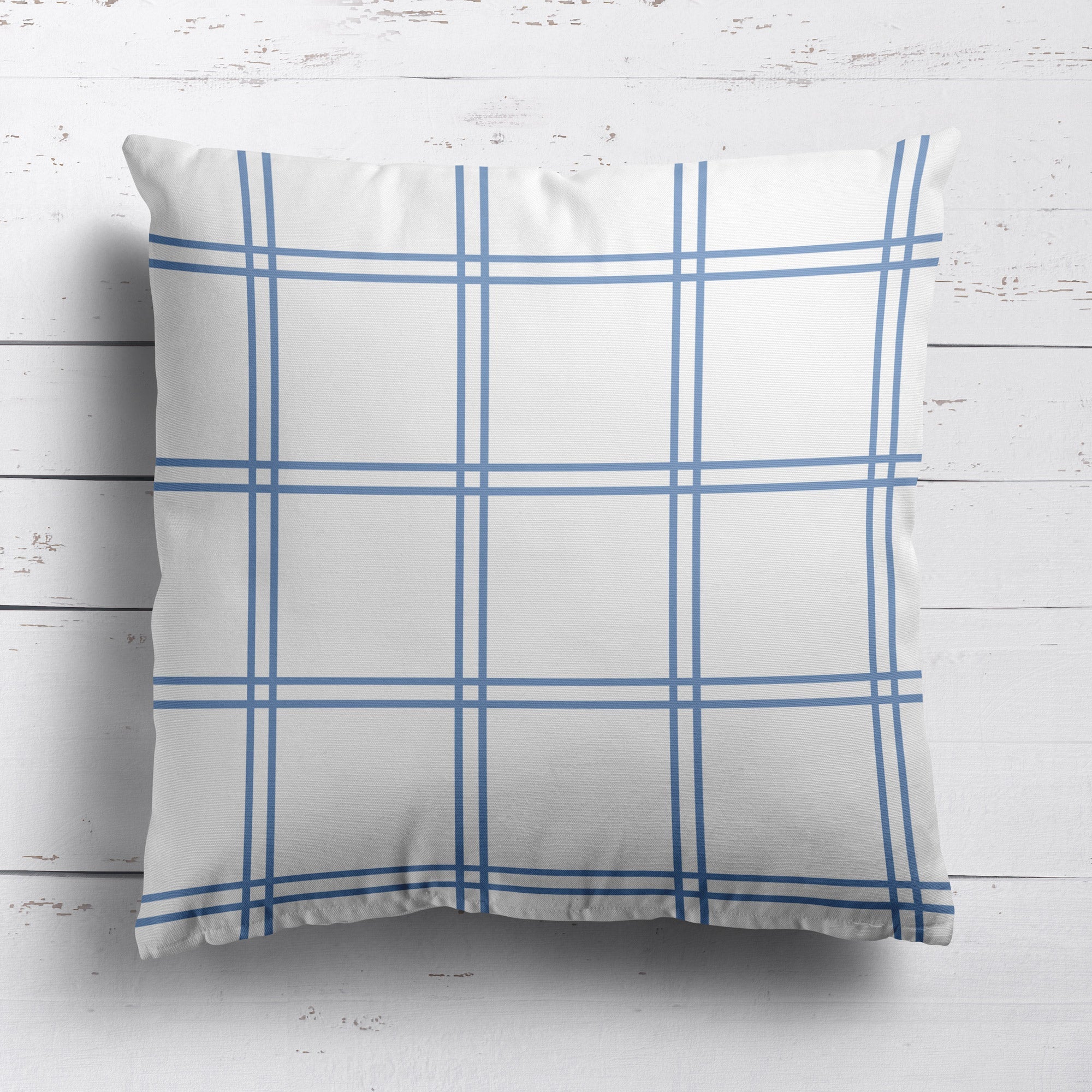 Double Window Pane Check Cushion - Blues - Hydrangea Lane Home