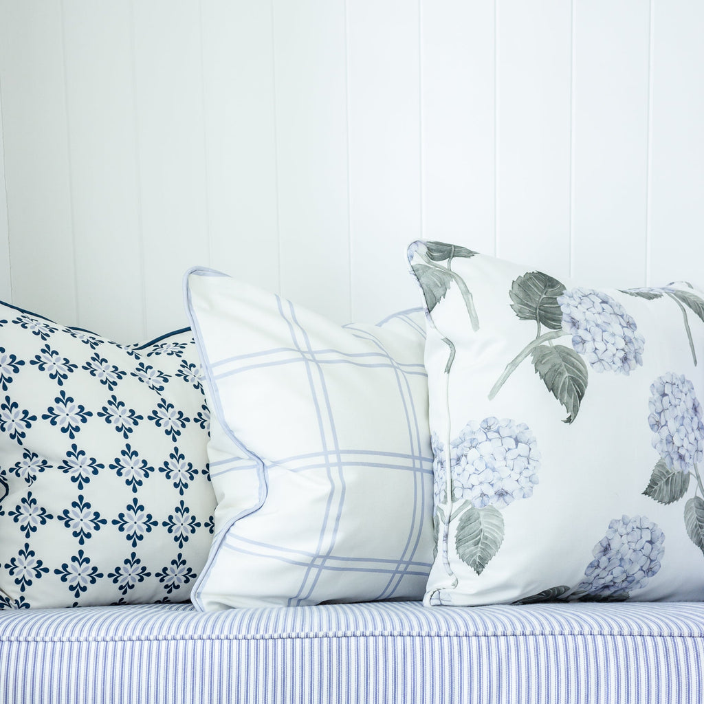 Double Window Pane Check Cushion - Blues - Hydrangea Lane Home