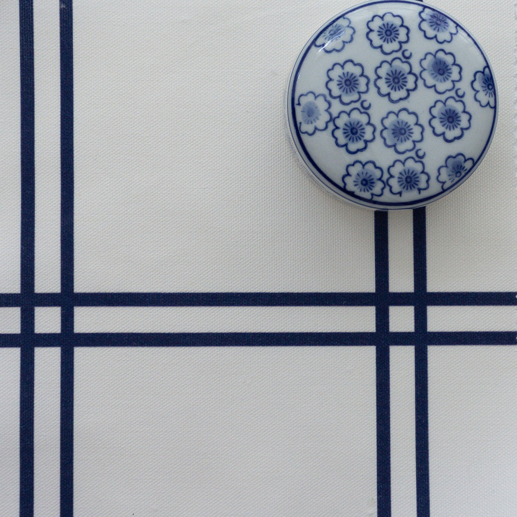 Double Window Pane Check Fabric - Navy - Hydrangea Lane Home