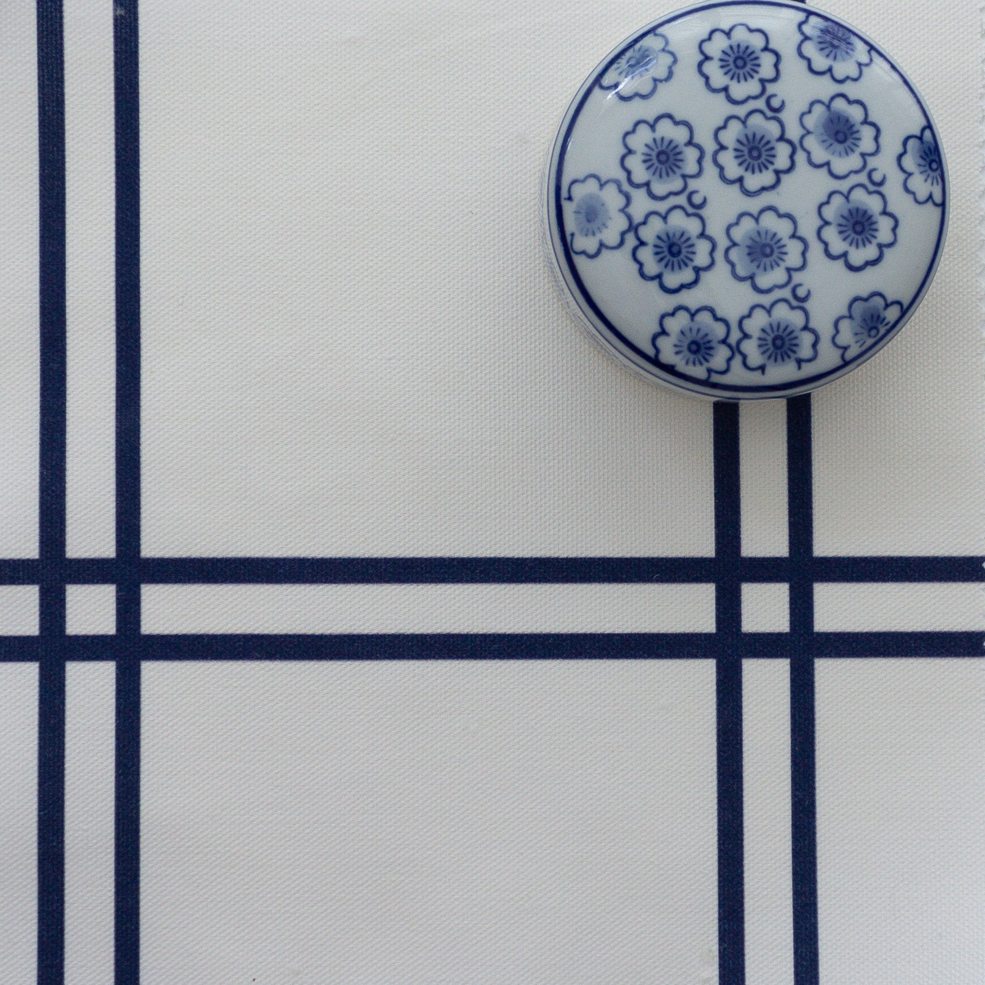 Double Window Pane Check Fabric - Navy - Hydrangea Lane Home