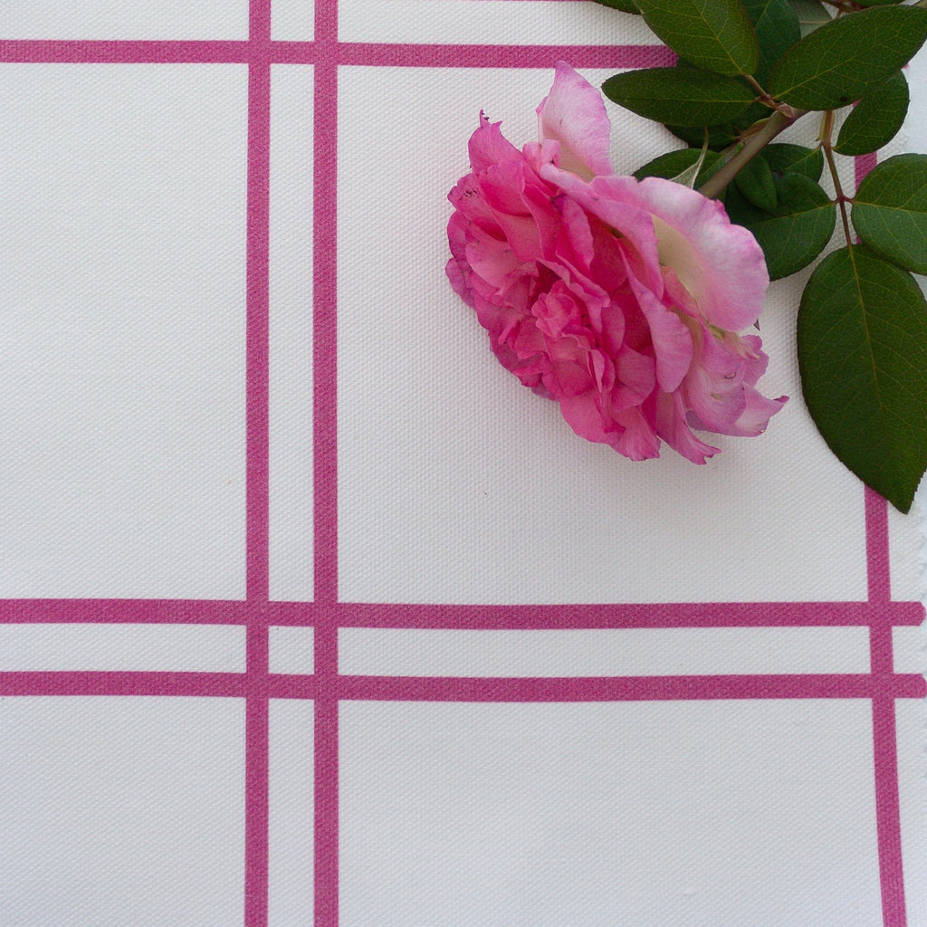 Double Window Pane Check Fabric - Raspberry - Hydrangea Lane Home
