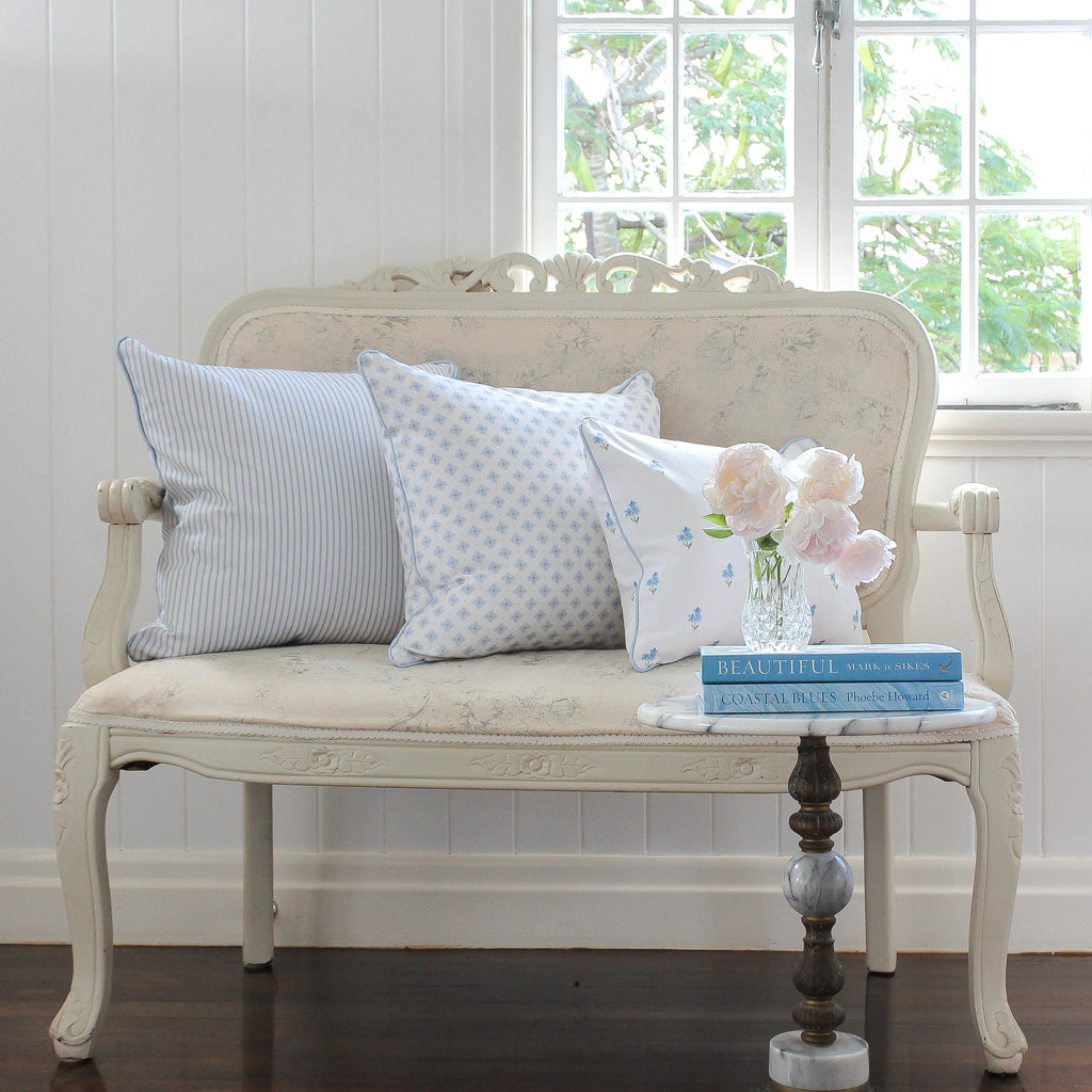 Forget Me Not Cushion - White - Hydrangea Lane Home