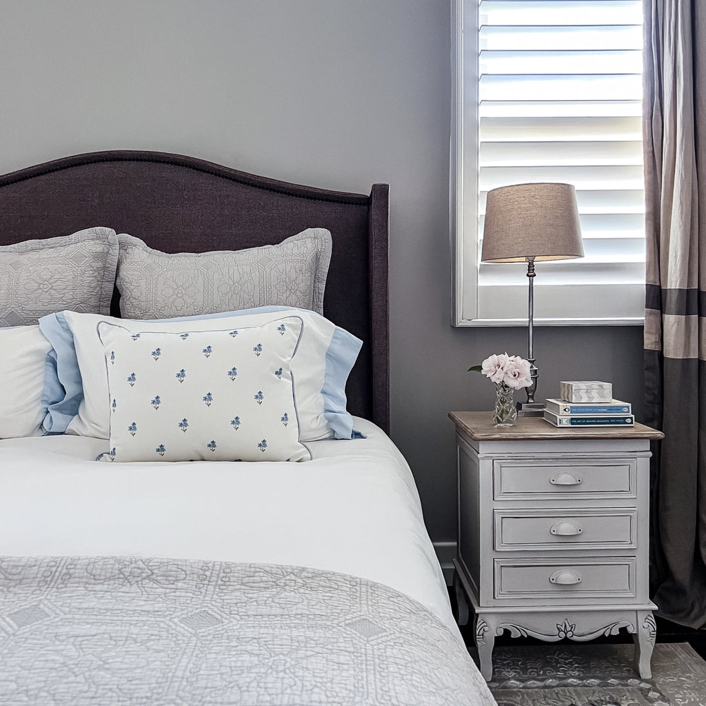 Forget Me Not Cushion - White - Hydrangea Lane Home