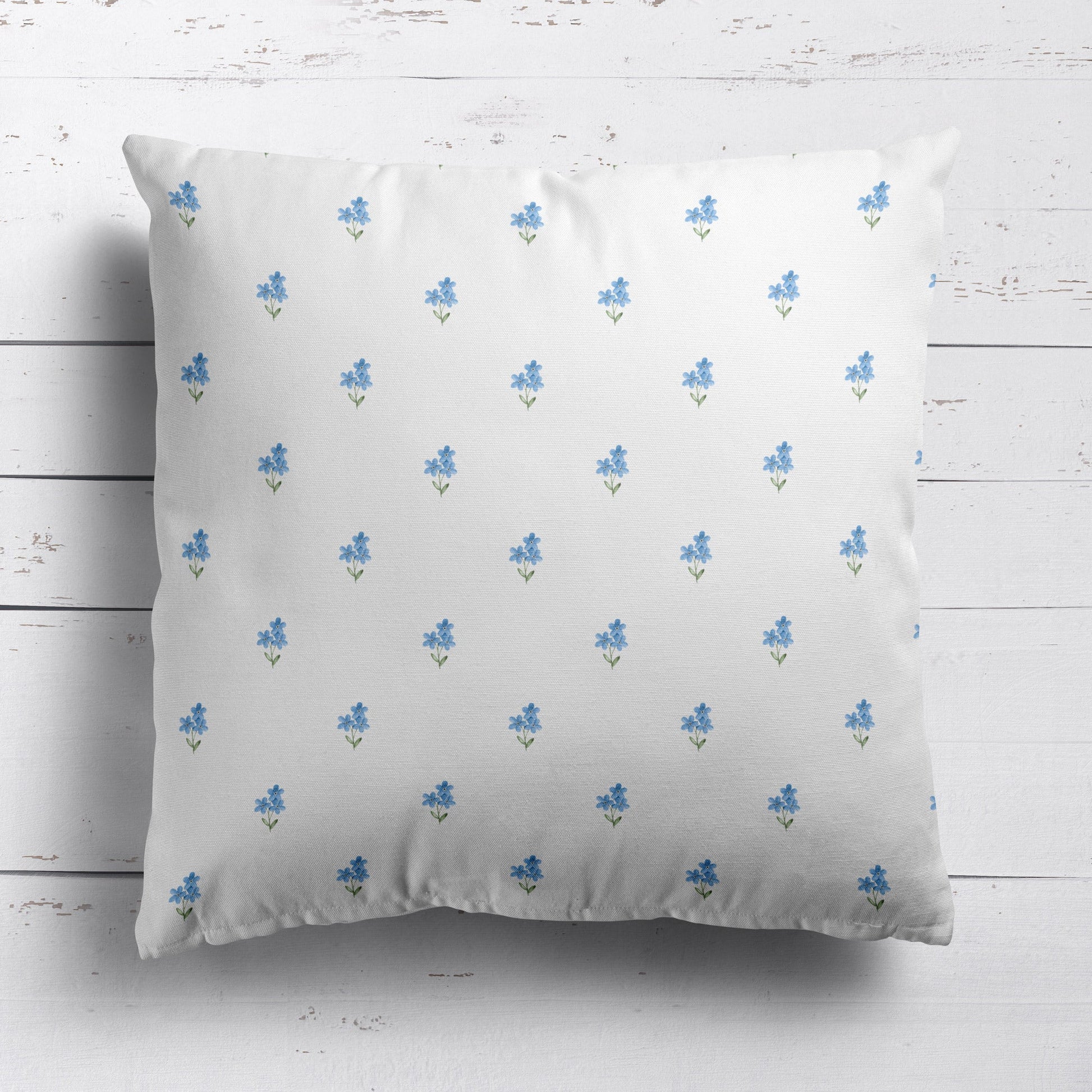 Forget Me Not Fabric - White - Hydrangea Lane Home