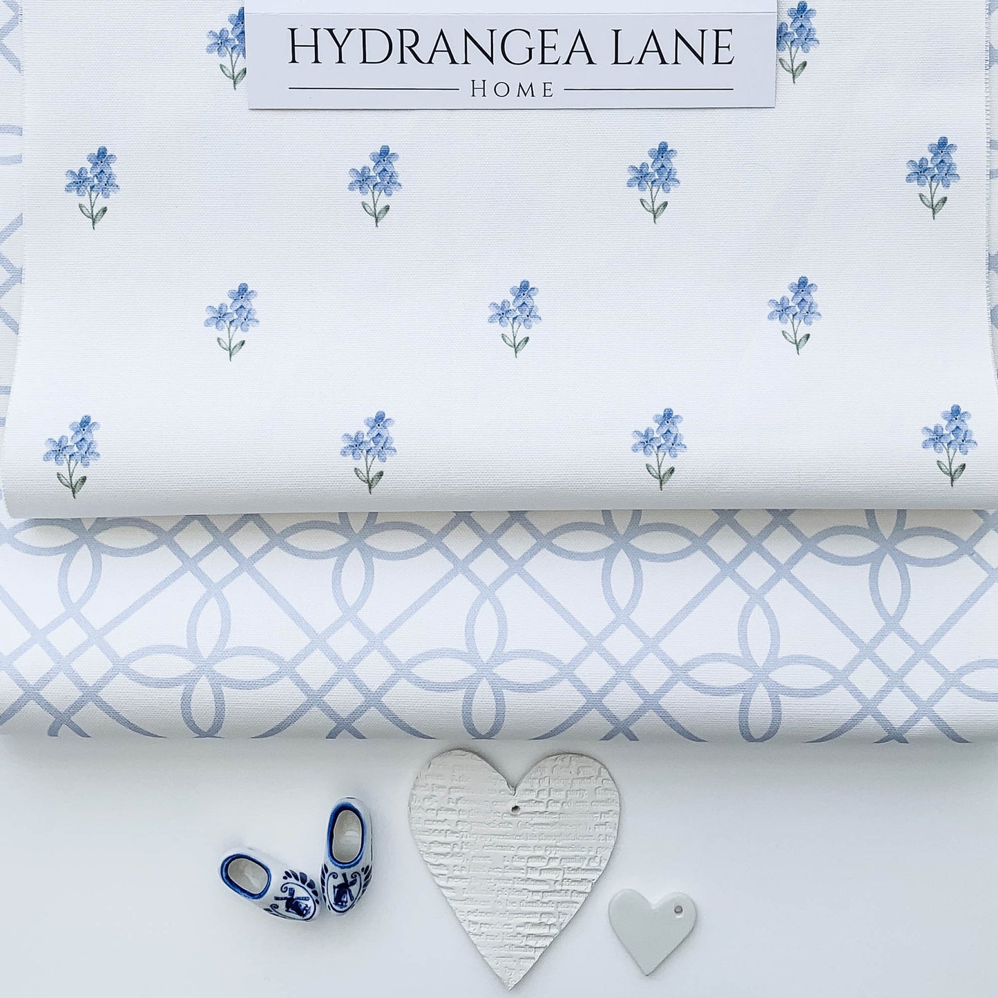 Forget Me Not Fabric - White - Hydrangea Lane Home