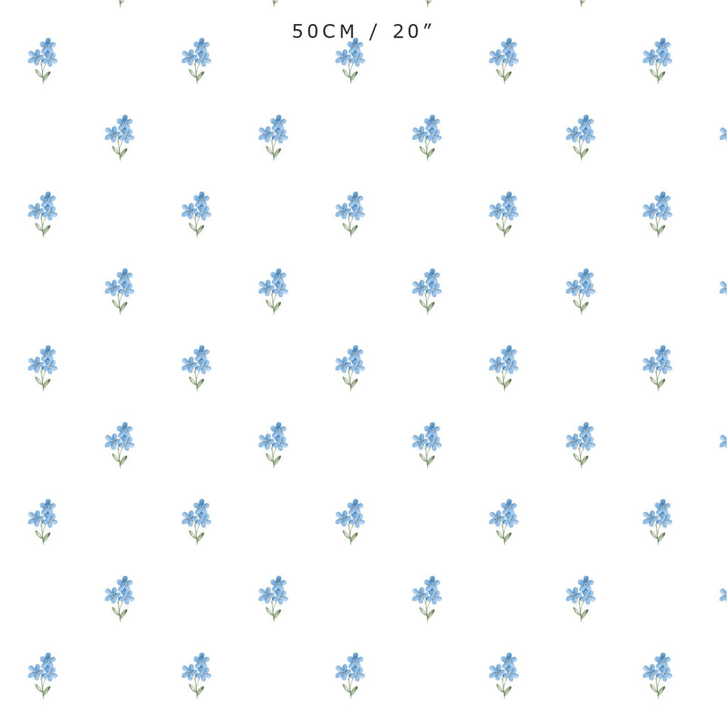 Forget Me Not Fabric - White - Hydrangea Lane Home