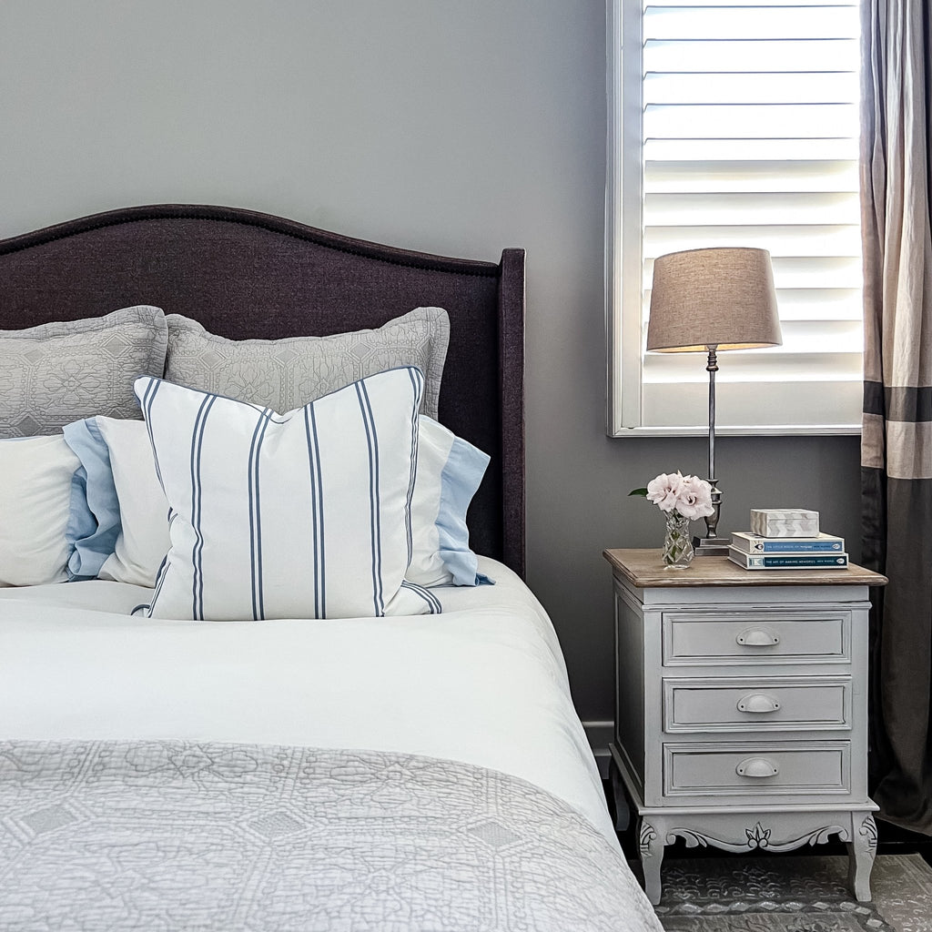 French Stripe Cushion - Blues - Hydrangea Lane Home