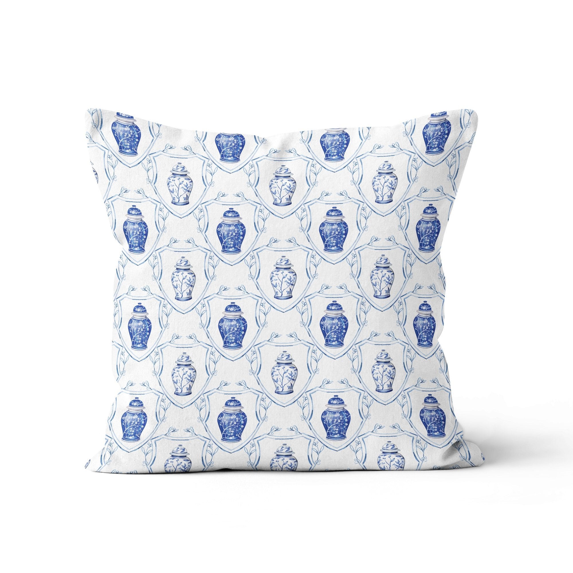 Ginger Jar Crest Cushion - Hydrangea Lane Home