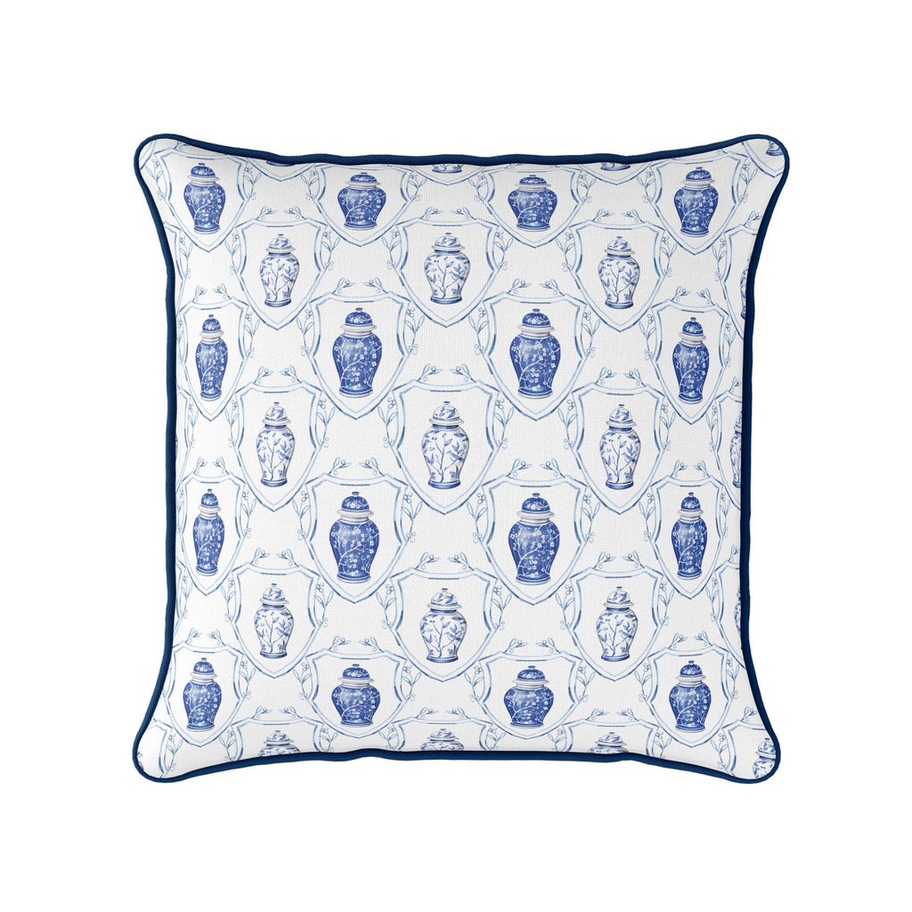 Ginger Jar Crest Cushion - Hydrangea Lane Home