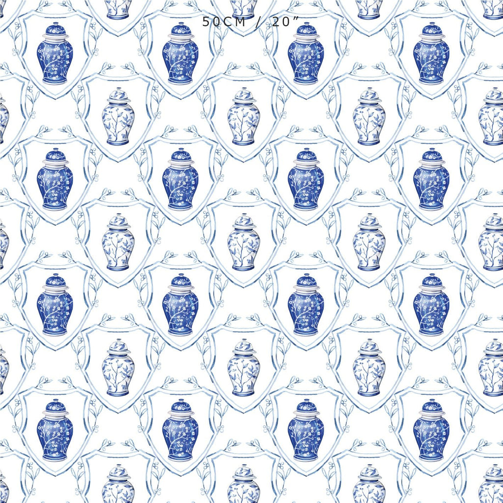 Ginger Jar Crest Fabric - Hydrangea Lane Home