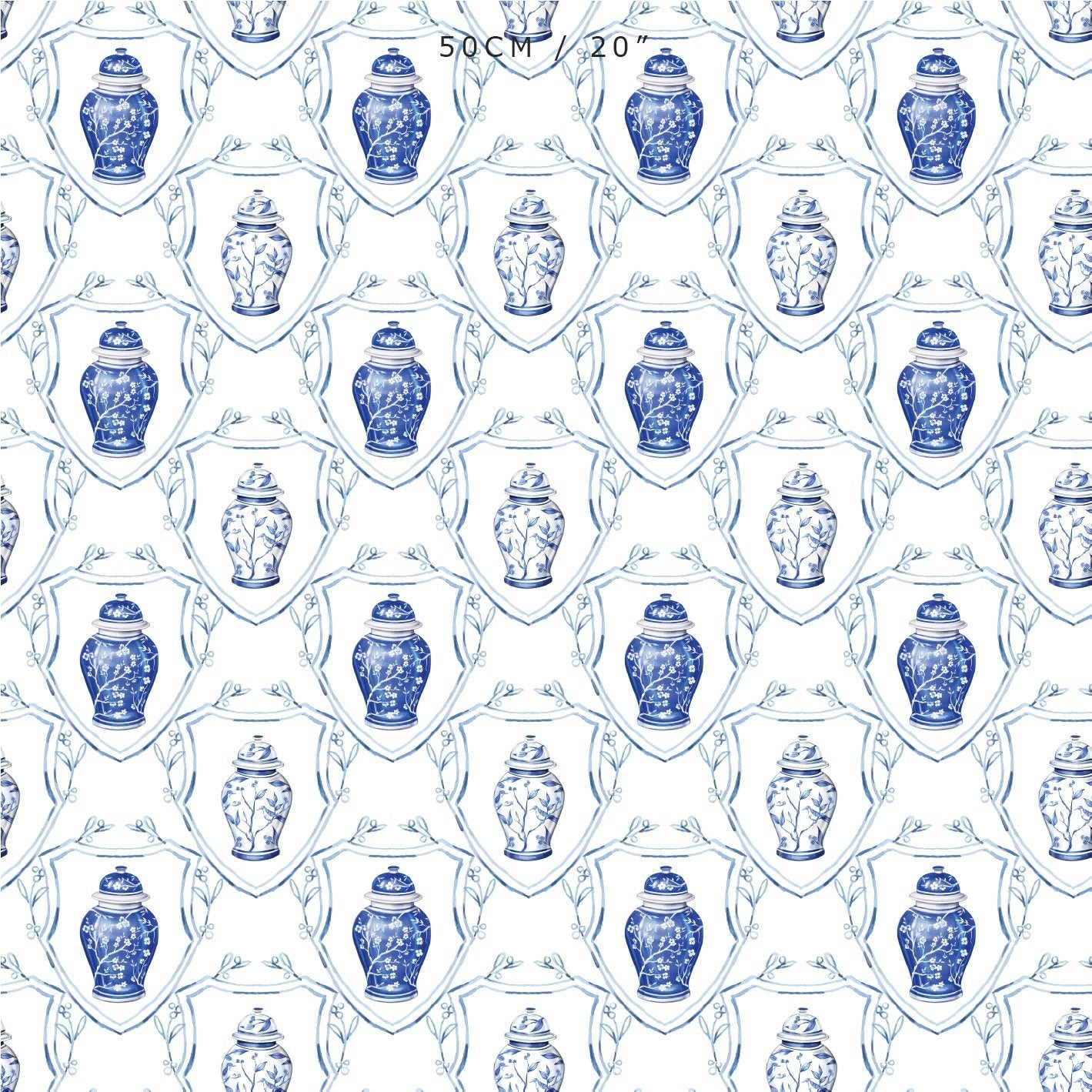 Ginger Jar Crest Fabric - Hydrangea Lane Home