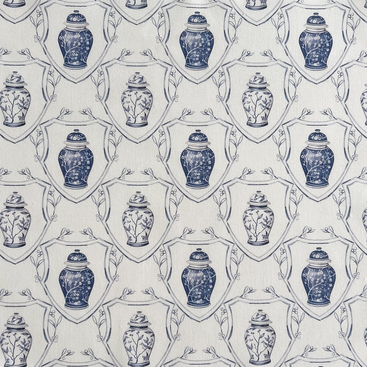 Ginger Jar Crest Fabric - Hydrangea Lane Home