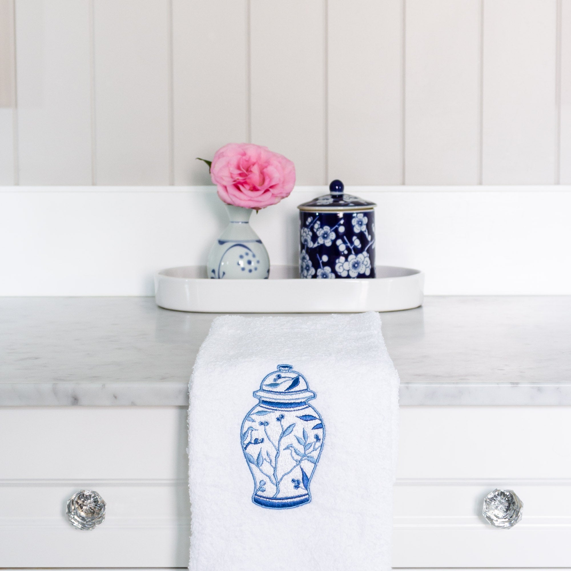 Ginger Jar Embroidered Hand Towel – Hydrangea Lane Home