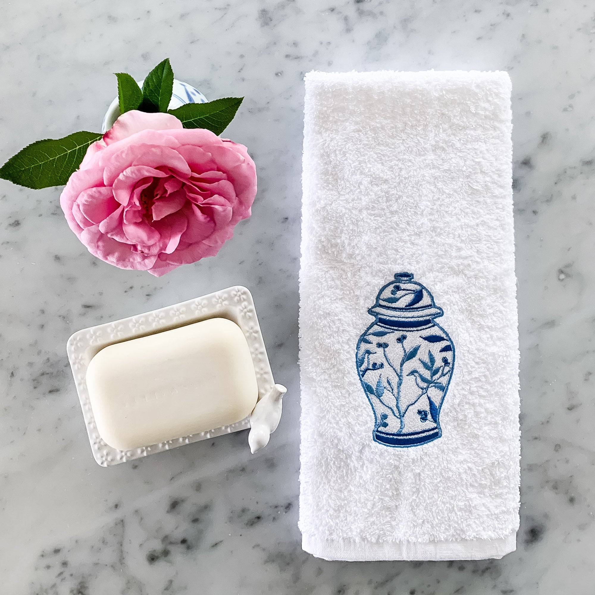 Ginger Jar Embroidered Hand Towel – Hydrangea Lane Home