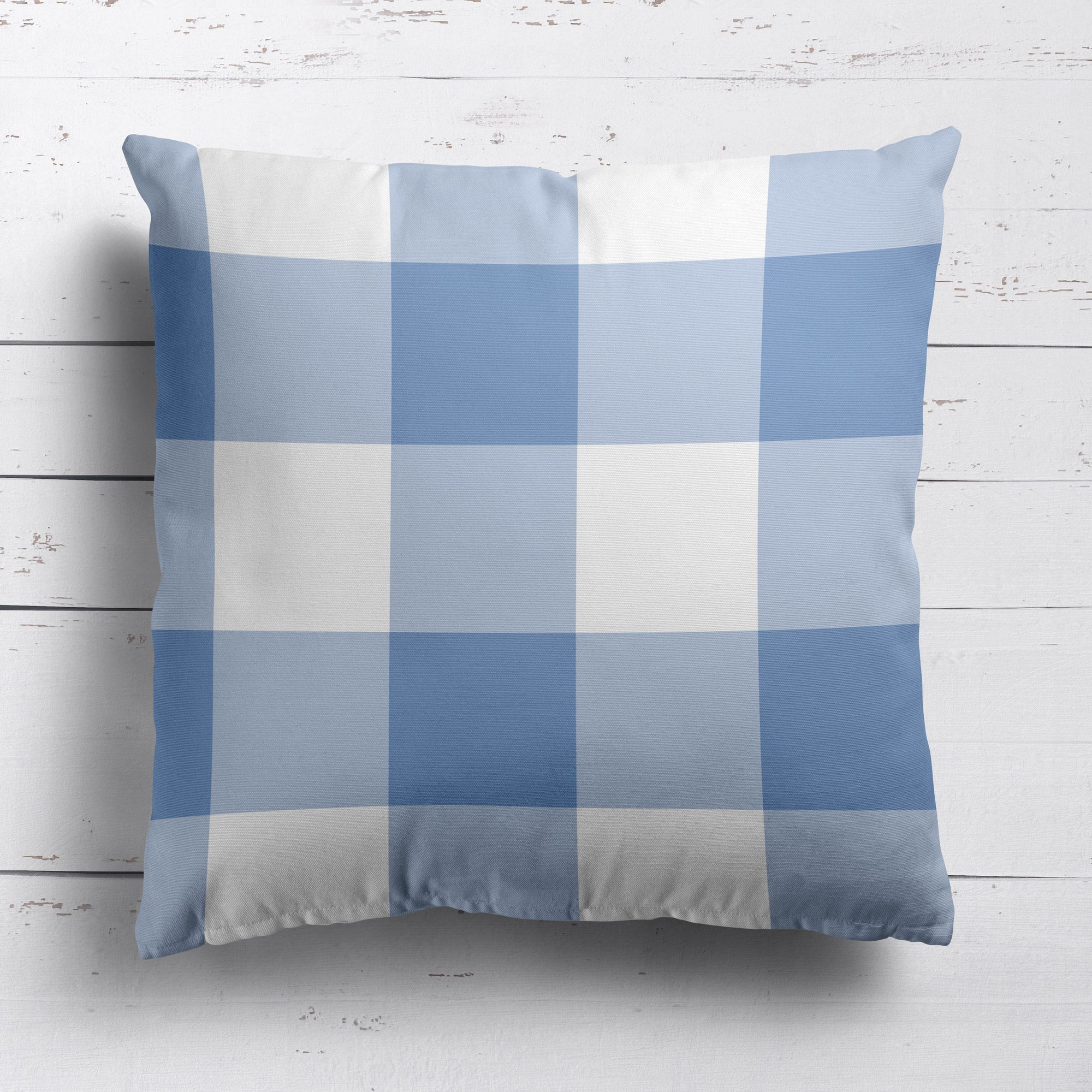 Gingham Check Jumbo Cushion - Blues - Hydrangea Lane Home
