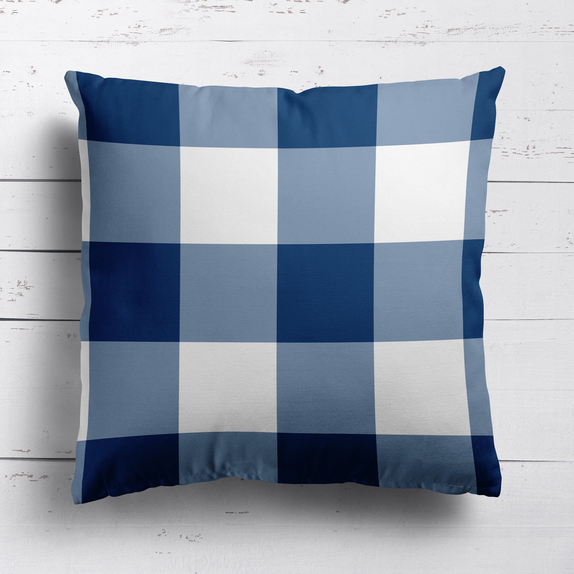 Gingham Check Jumbo Cushion - Blues - Hydrangea Lane Home