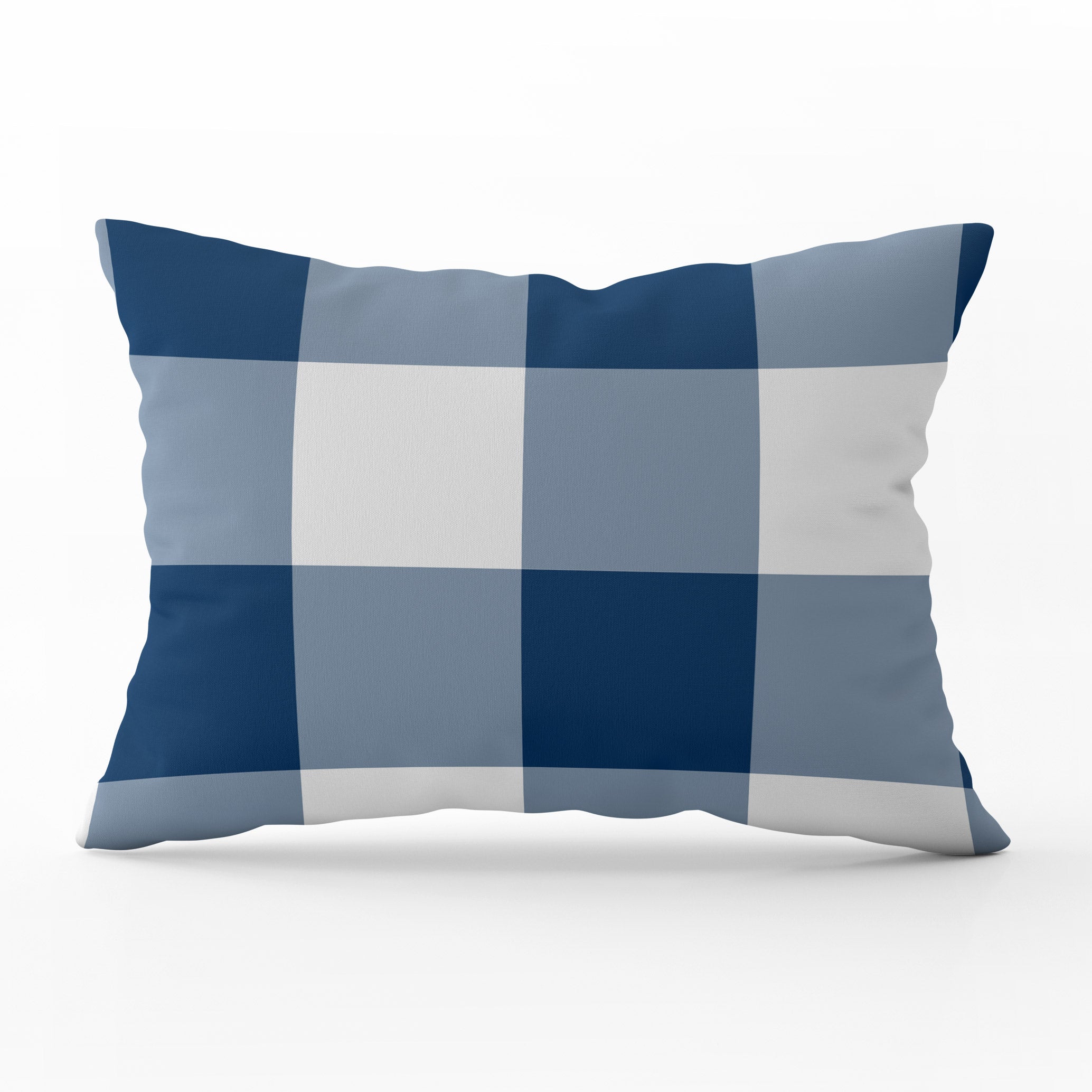 Gingham Check Jumbo Cushion - Blues - Hydrangea Lane Home