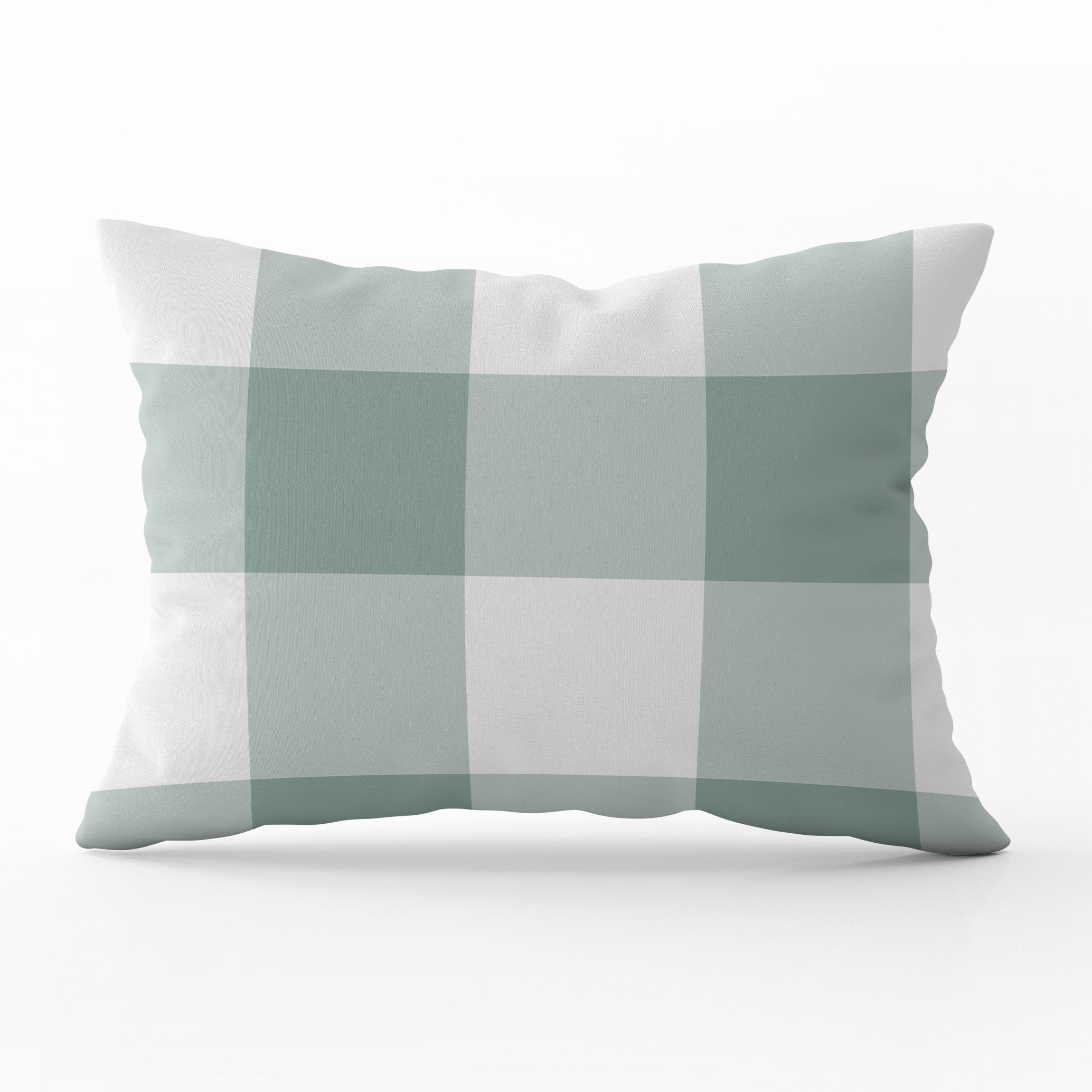 Gingham Check Jumbo Cushion - Greens - Hydrangea Lane Home