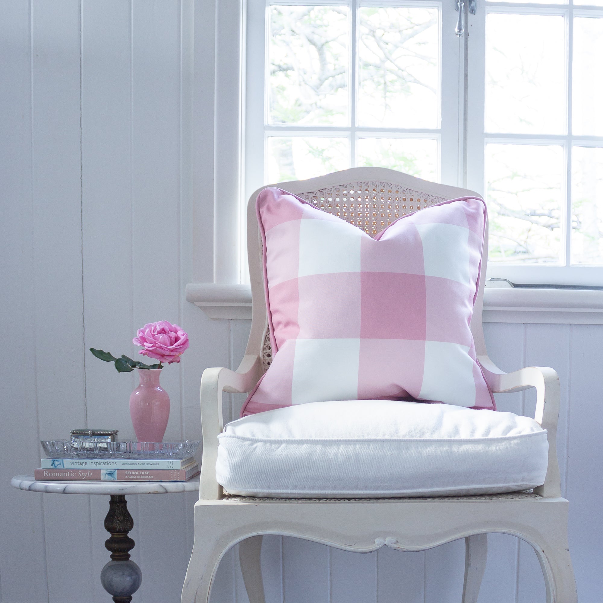Gingham Check Jumbo Cushion - Pinks - Hydrangea Lane Home