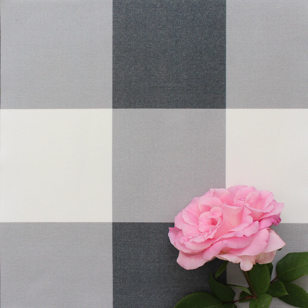 Gingham Check Jumbo Fabric - Graphite - Hydrangea Lane Home