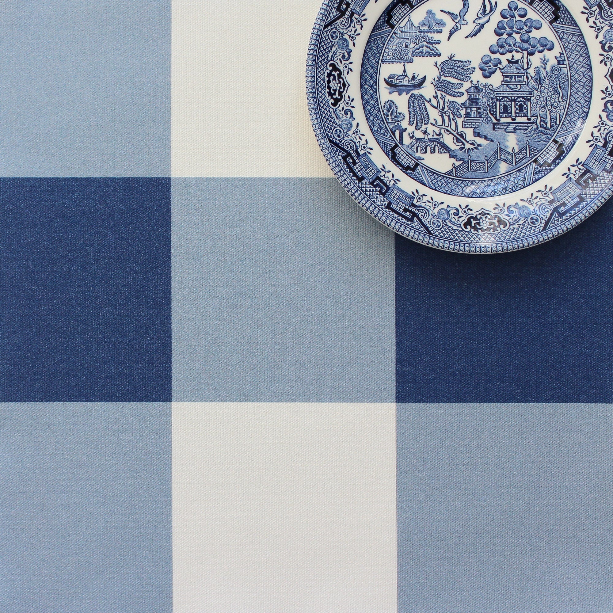 Gingham Check Jumbo Fabric - Navy - Hydrangea Lane Home