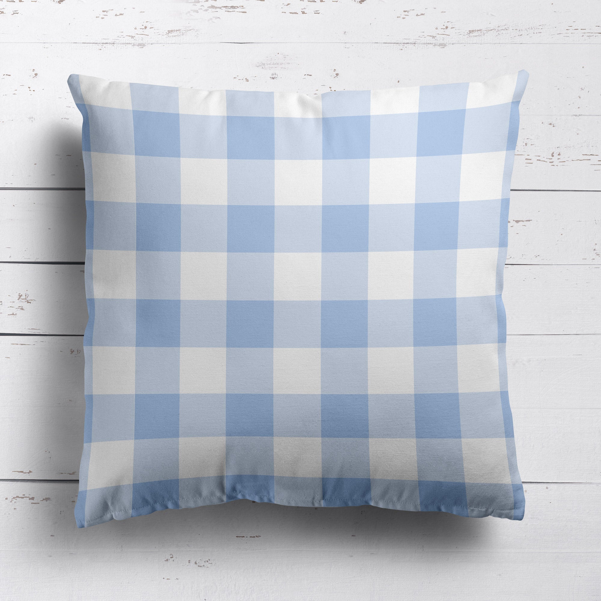 Gingham Check Medium Cushion - Blues - Hydrangea Lane Home