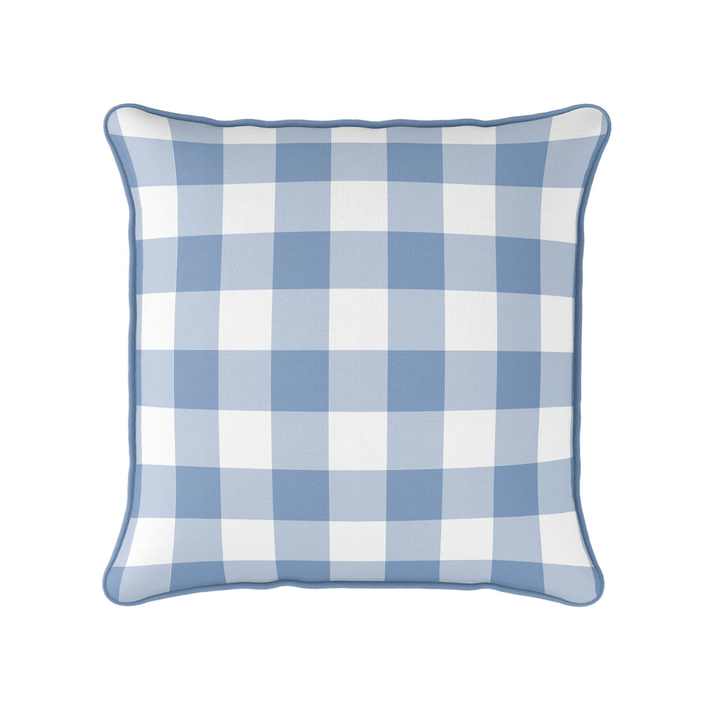 Gingham Check Medium Cushion - Blues - Hydrangea Lane Home