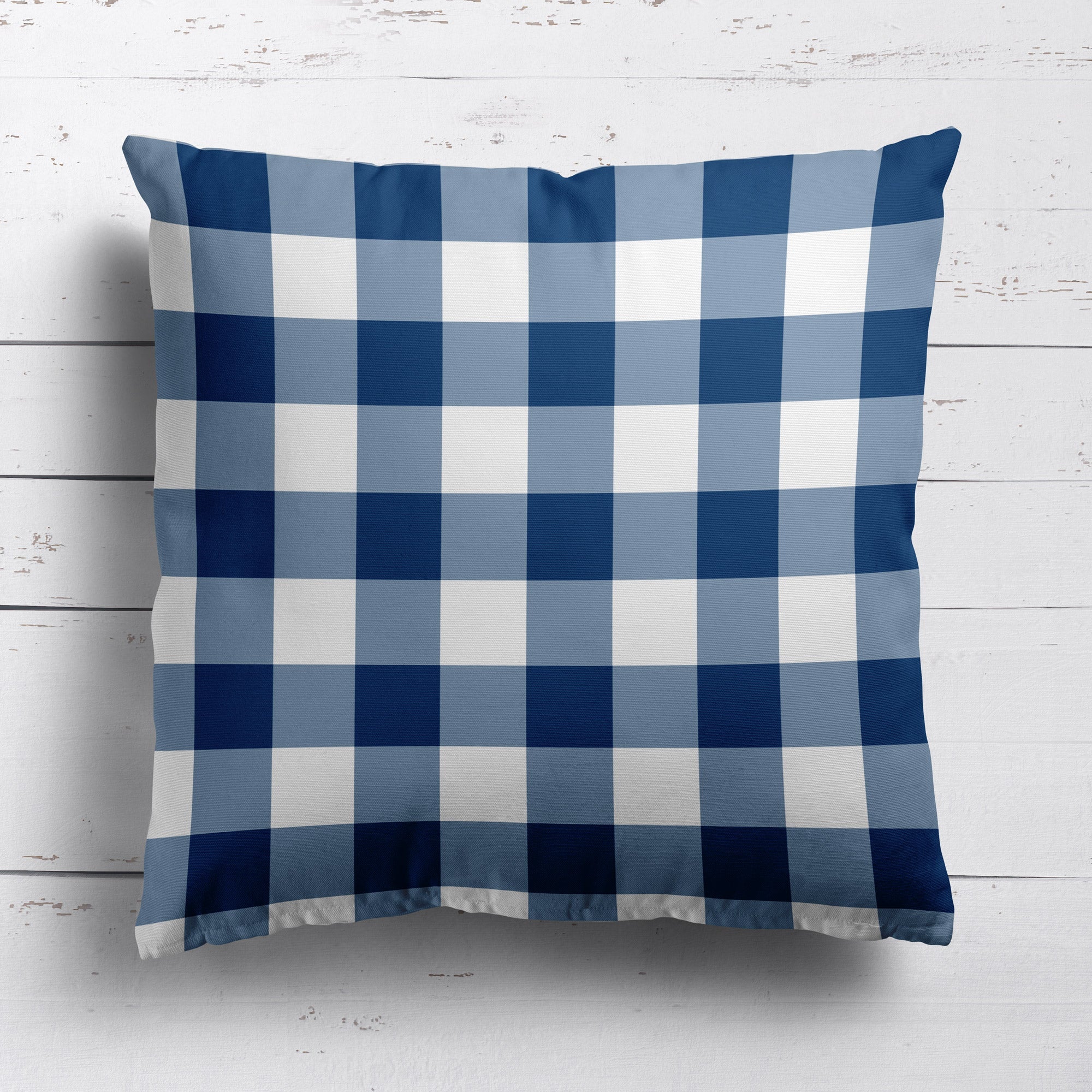 Gingham Check Medium Cushion - Blues - Hydrangea Lane Home