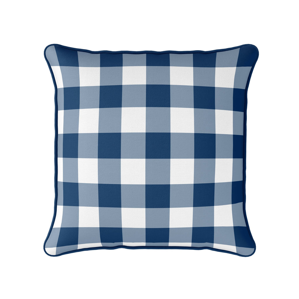 Gingham Check Medium Cushion - Blues - Hydrangea Lane Home