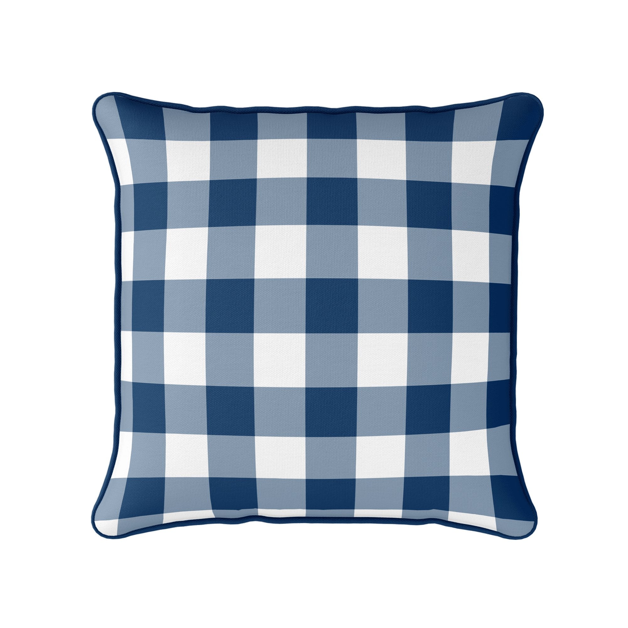 Gingham Check Medium Cushion - Blues - Hydrangea Lane Home