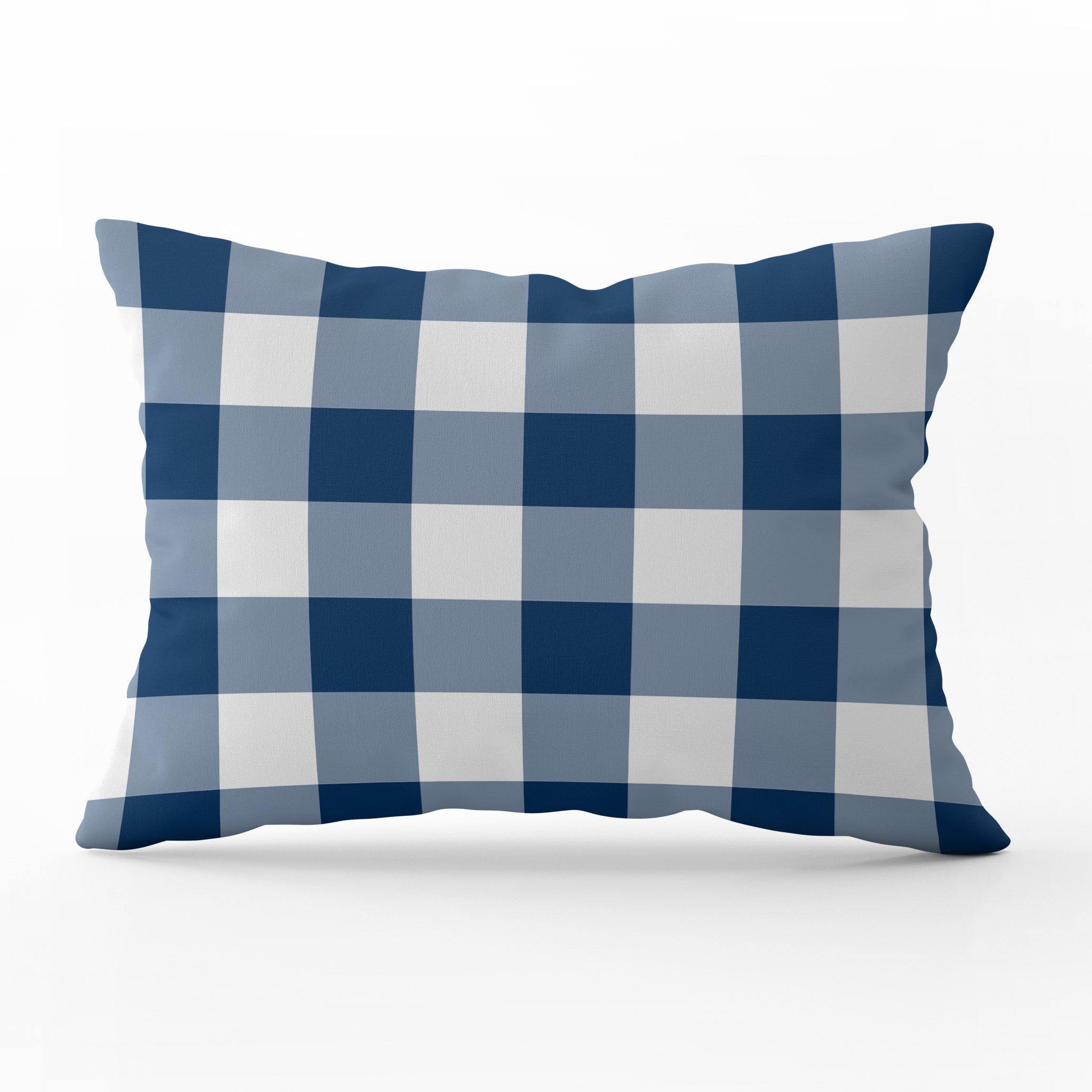 Gingham Check Medium Cushion - Blues - Hydrangea Lane Home
