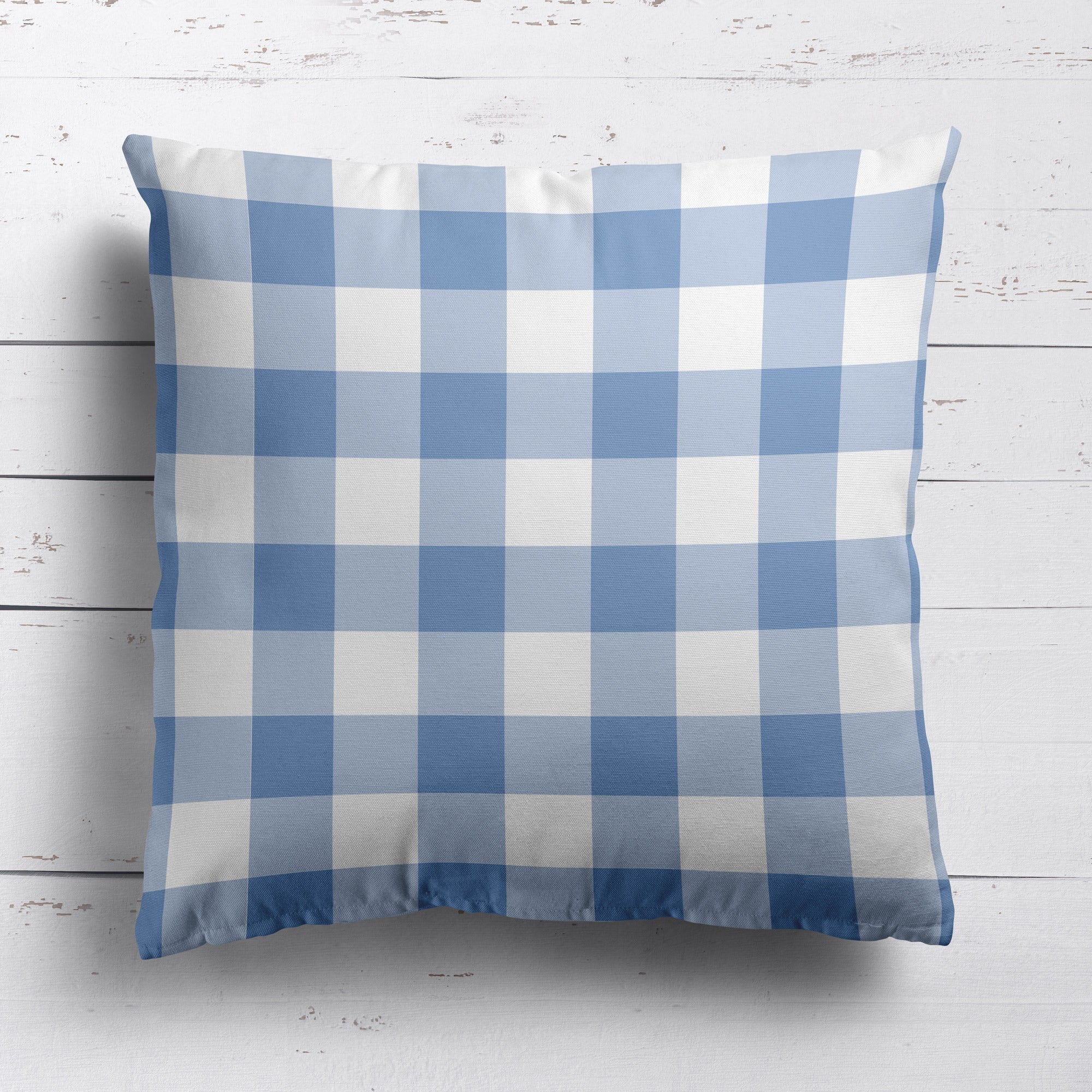 Gingham Check Medium Cushion - Blues - Hydrangea Lane Home