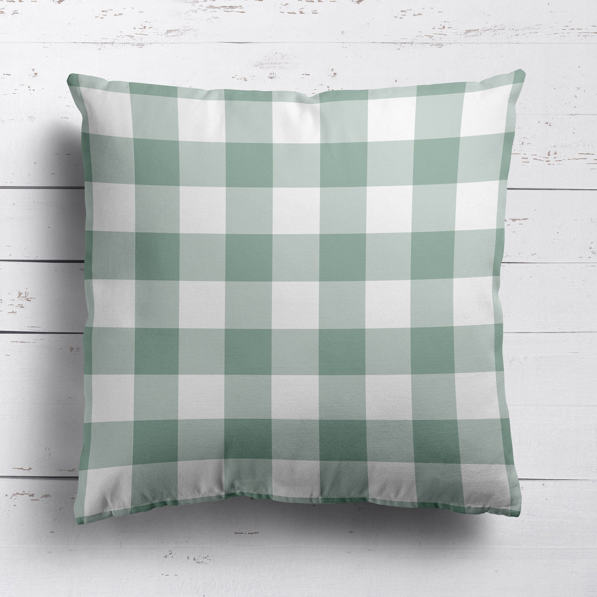 Gingham Check Medium Cushion - Greens - Hydrangea Lane Home