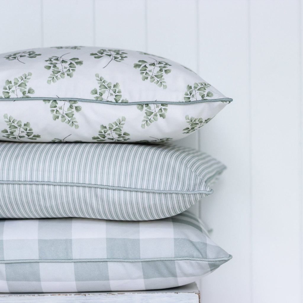 Gingham Check Medium Cushion - Greens - Hydrangea Lane Home