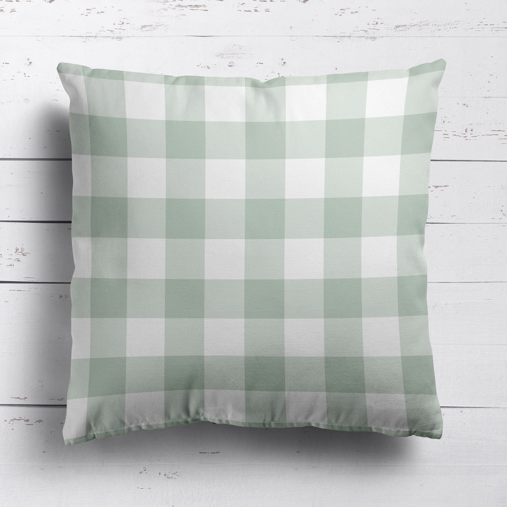 Gingham Check Medium Cushion - Greens - Hydrangea Lane Home