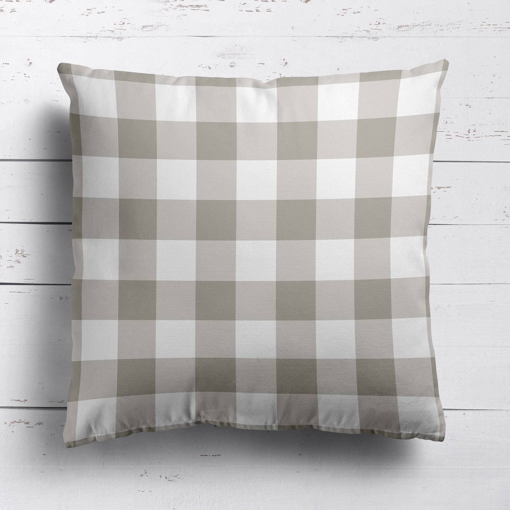 Gingham Check Medium Cushion - Neutrals - Hydrangea Lane Home