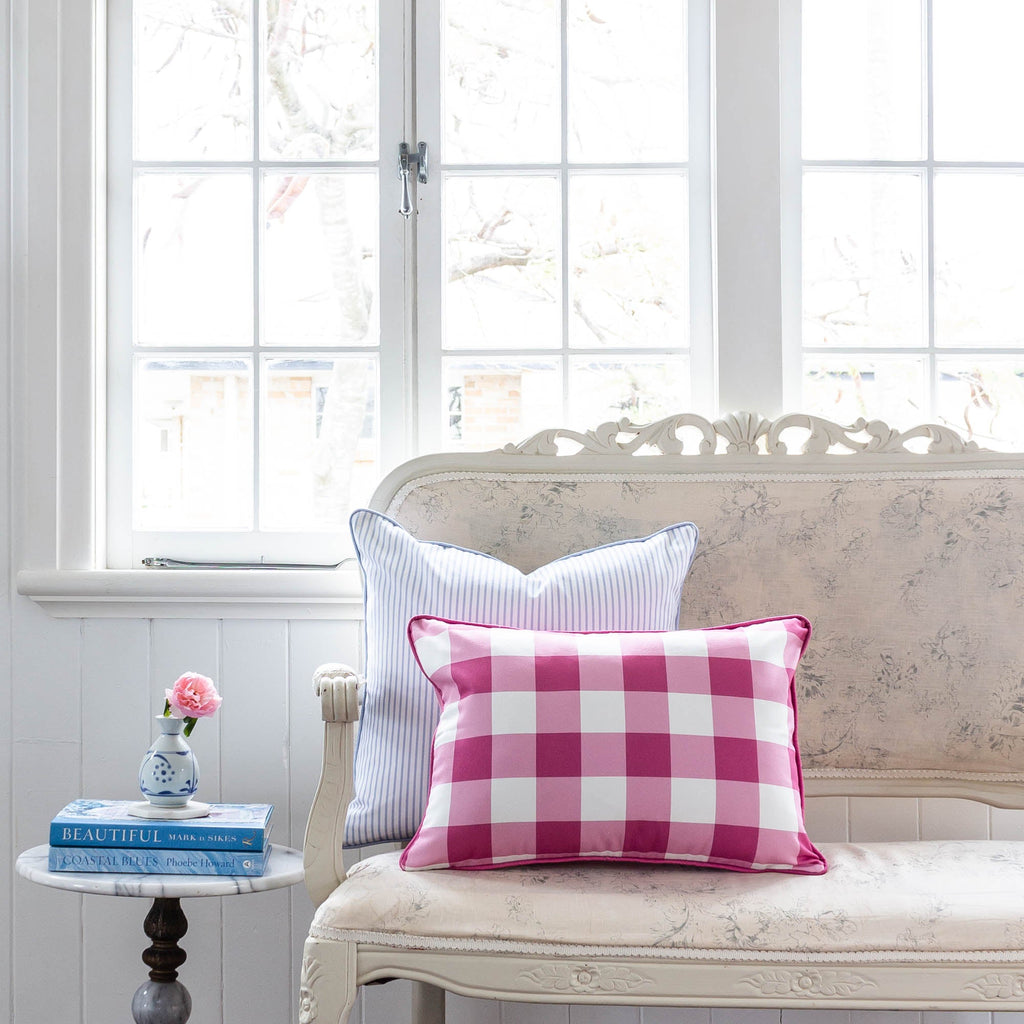 Gingham Check Medium Cushion - Pinks - Hydrangea Lane Home