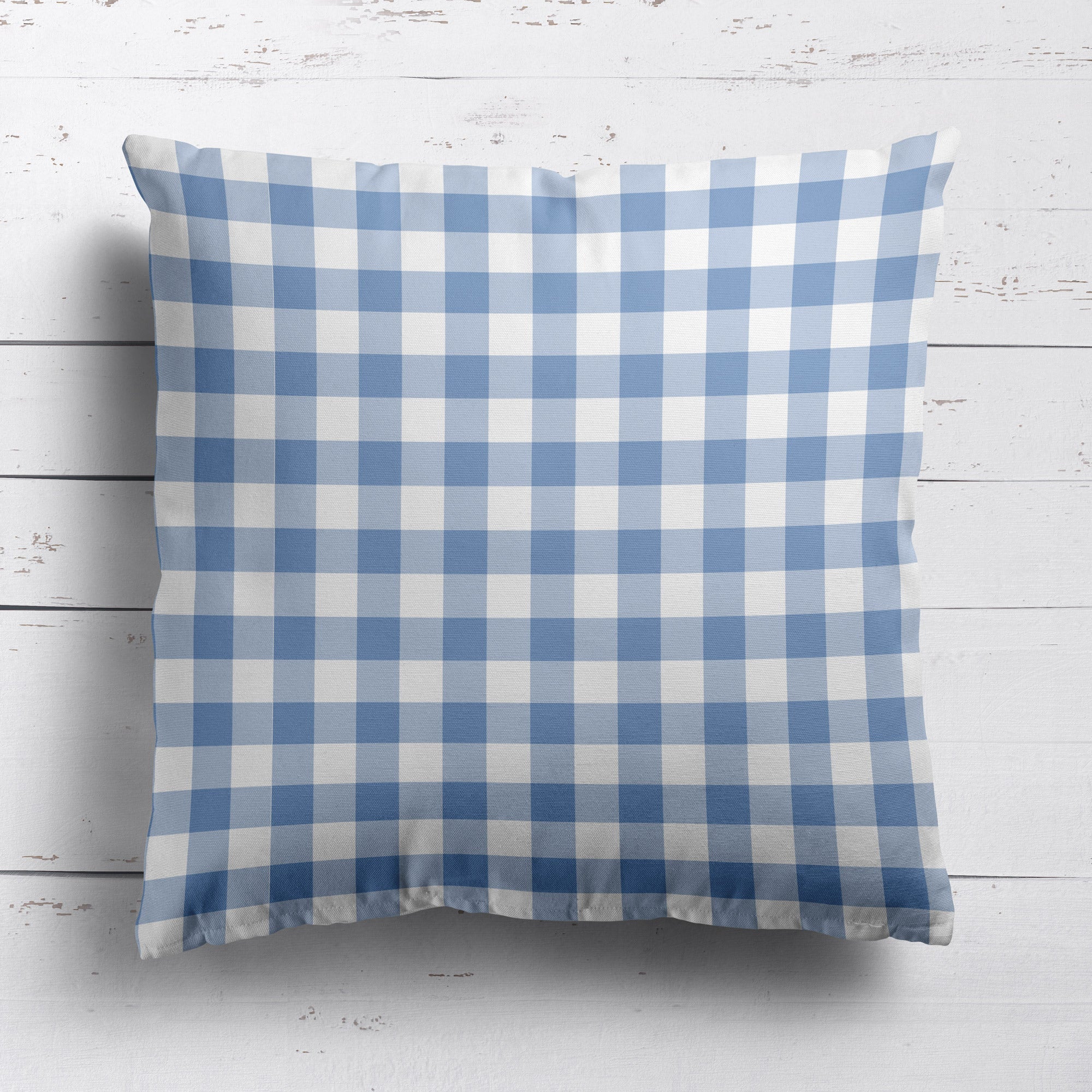 Gingham Check Small Cushion - Blues - Hydrangea Lane Home