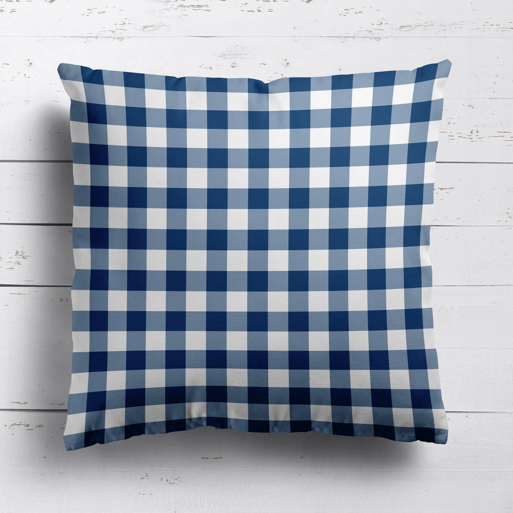 Gingham Check Small Cushion - Blues - Hydrangea Lane Home